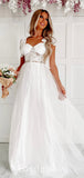 Affordable A-line Lace Elegant Vintage Dream Beach Long Wedding Dresses, Bridal Gown WD478