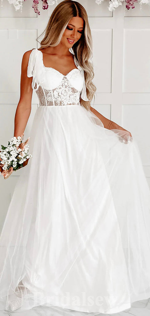 Affordable A-line Lace Elegant Vintage Dream Beach Long Wedding Dresses, Bridal Gown WD478