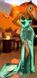 Affordable Mermaid Spaghetti Straps Side Slit Long Women Evening Prom Dresses PD706