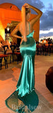 Affordable Mermaid Spaghetti Straps Side Slit Long Women Evening Prom Dresses PD706