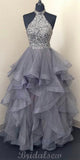 A-line Halter Sparkly Gorgeous Elegant Formal Black Girls Slay Evening Long Prom Dresses PD547