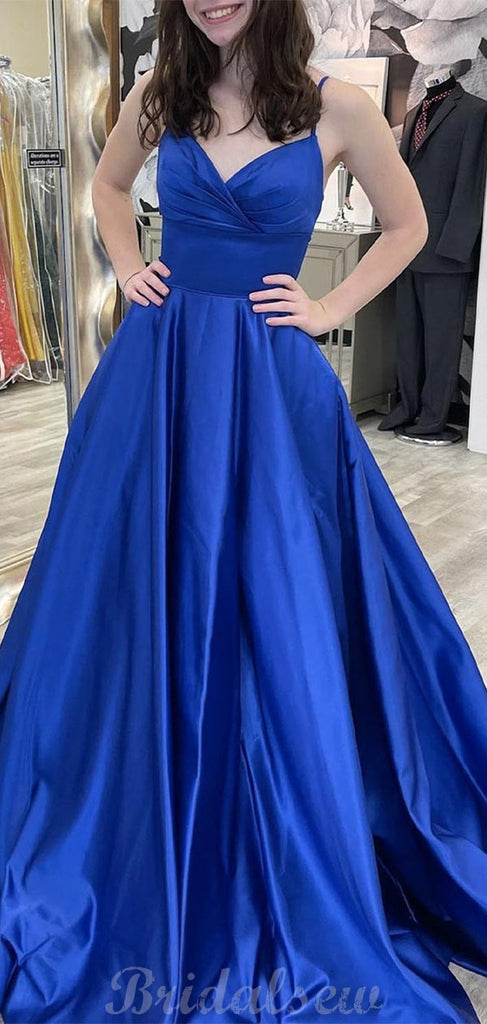 Cheap Royal Blue Prom Dresses Halter Plus Size Beaded Simple Princess Prom  Dresses APD3470 – SheerGirl