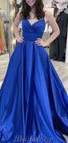 A-line Royal Blue Simple Elegant Fashion Long Prom Dresses, Evening Dress PD429