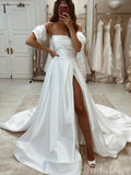 Aline Satin Simple Princess Vintage Garden Beach Long Wedding Dresses WD233