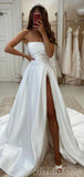Aline Satin Simple Princess Vintage Garden Beach Long Wedding Dresses WD233