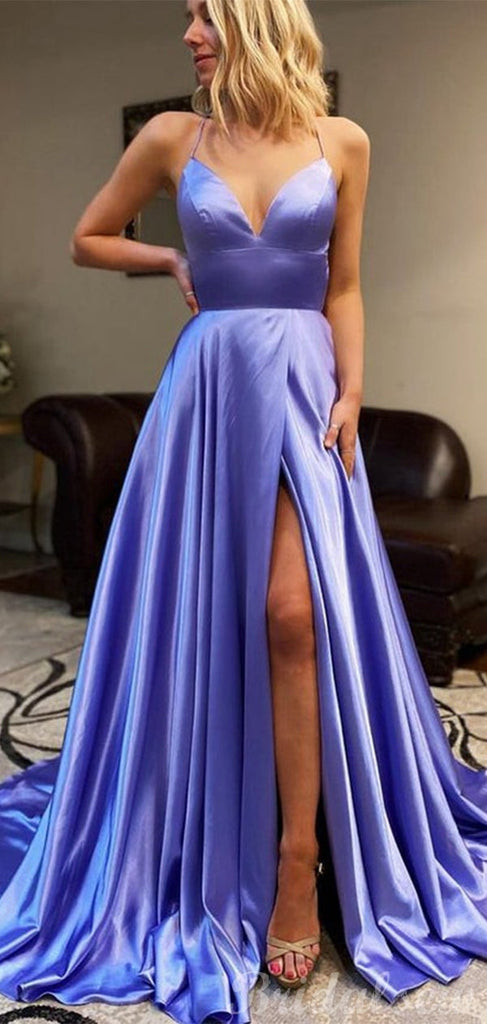 Aline Spaghetti Straps Simple Modest Long Evening Party Prom Dresses PD221