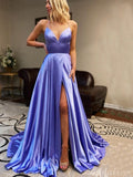 Aline Spaghetti Straps Simple Modest Long Evening Party Prom Dresses PD221