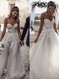 A line Sweatheart Lace Vintage Wedding Dresses WD003