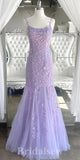 Best Lilac Lace Mermaid Spaghetti Straps New Popular Long Party Evening Prom Dresses PD977