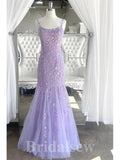 Best Lilac Lace Mermaid Spaghetti Straps New Popular Long Party Evening Prom Dresses PD977