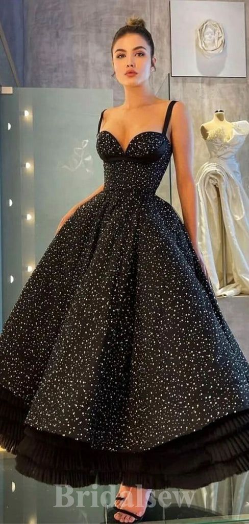 Black A-line Chic Princess Elegant Stylish Long Women Evening Prom Dresses PD748