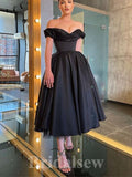 Black A-line Chic Princess Satin Stylish Long Women Evening Prom Dresses PD750