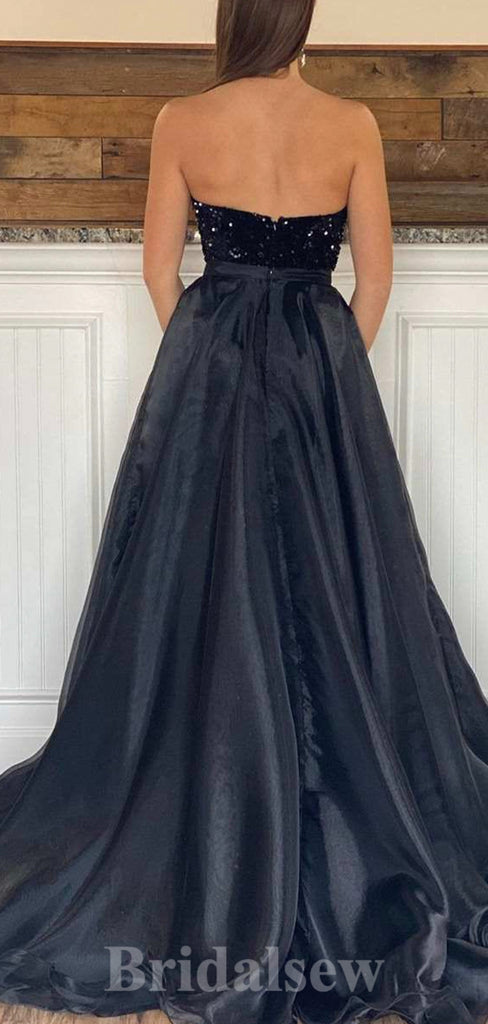 Black Gorgeous Detachable Sparkly Sequin Unique Elegant Party Long Women Evening Prom Dresses PD883