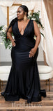 Black Mermaid Modest Long Elegant Evening Prom Dresses, Plus Size Bridesmaid Dresses PD1029