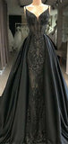Black Modest Simple Elegant Gorgeous Evening Long Prom Dresses PD323
