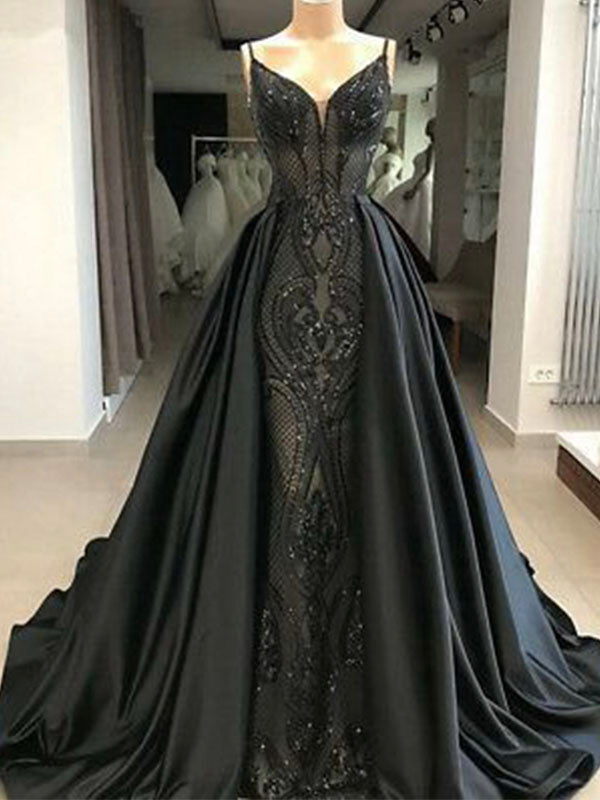 Black Modest Simple Elegant Gorgeous Evening Long Prom Dresses PD323