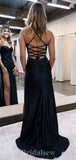 Black Popular Best Spaghetti Straps Stylish Unique Mermaid Long Party Evening Prom Dresses, PD1257