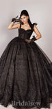 Black Sequin Sparkly Giltter Modest A-line Gorgeous Long Women Evening Prom Dresses, Elegant Ball Gown PD829