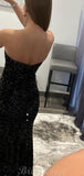 Black Sequin Sparkly Mermaid Strapless Elegant Formal Long Prom Dresses, Evening Dress PD420