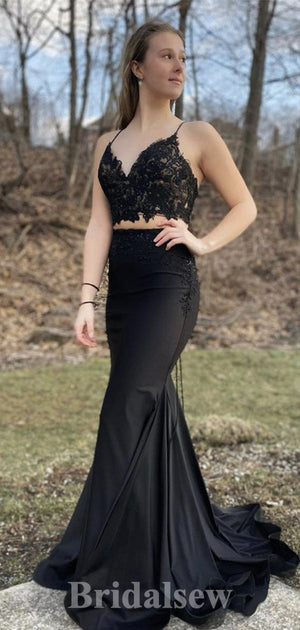 A-line V-neck Sleeveless Appliques Open-back Long Tulle Prom Dresses, PD1054
