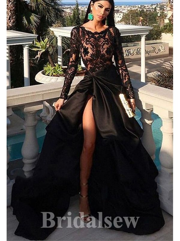 Black Satin Evening Dress| Latest Evening Dresses – D&D Clothing