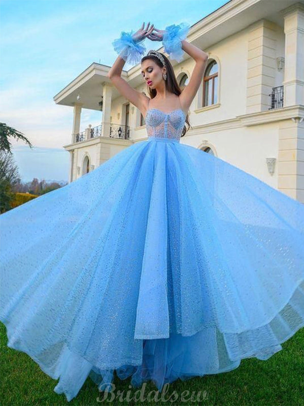 Blue Charming Sequin Sparkly Gorgeous Party Long Prom Dresses Online PD077