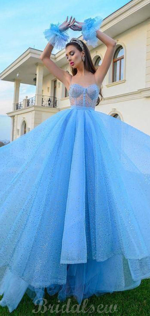 Blue Charming Sequin Sparkly Gorgeous Party Long Prom Dresses Online PD077