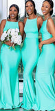 Blue Mermaid Sexy Elegant Long Bridesmaid Dresses BD029