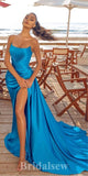 Blue New Unique Fashion Mermaid Strapless Party Popular Long Prom Dresses PD1096