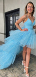 New Arrival Blue Shinning High-low Fashion Prom Dresses PD047