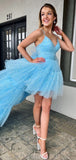 New Arrival Blue Shinning High-low Fashion Prom Dresses PD047