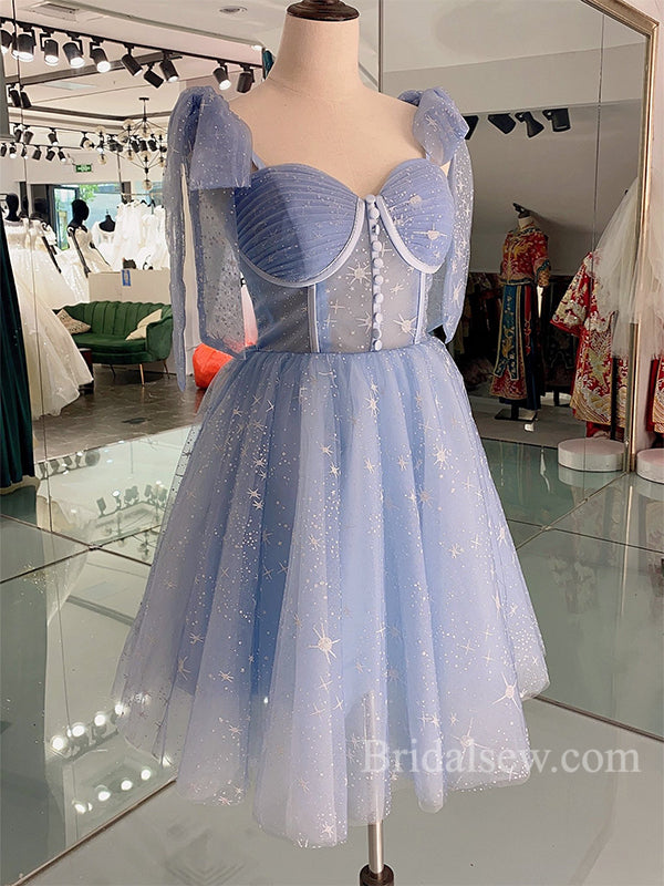 Blue Tulle Real Made High Quality Popular Short Homecoming Dresses HD011