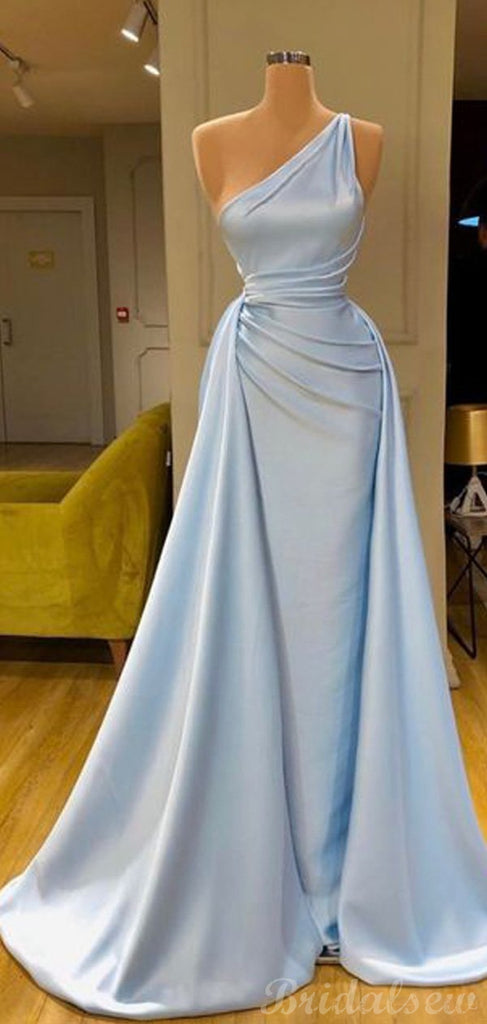 Blue Unique One Shoulder Vintage Long Evening Prom Dresses PD152