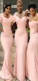 Blush Pink Unique Mermaid Long Formal Bridesmaid Dresses Online BD094
