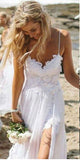 Boho Beach Simple Popular Lace Long Wedding Dresses WD014