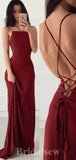 Burgundy Mermaid Spaghetti Straps Sexy Formal Party Long Elegant Evening Prom Dresses PD1066