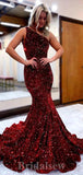 Burgundy Royal Blue Black Sequin Glitter Long Mermaid Sparkly One Shoulder Evening Prom Dresses PD930