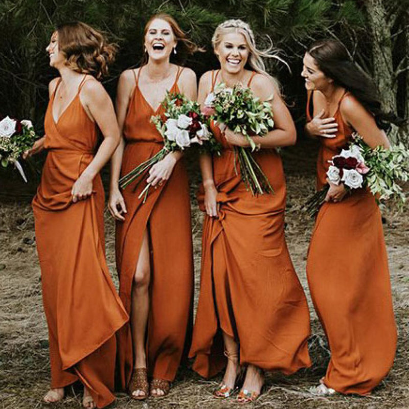 Orange maid of honor dresses Clearance
