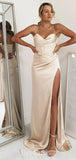 Champagne Mermaid Elegant Purple Spaghetti Straps Modest Unique Long Party Evening Prom Dresses, PD1265