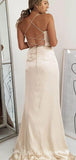 Champagne Mermaid Elegant Purple Spaghetti Straps Modest Unique Long Party Evening Prom Dresses, PD1265