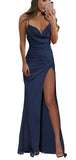 Champagne Mermaid Spaghetti Straps Modest Long Elegant Evening Prom Dresses PD1031