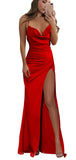 Champagne Mermaid Spaghetti Straps Modest Long Elegant Evening Prom Dresses PD1031