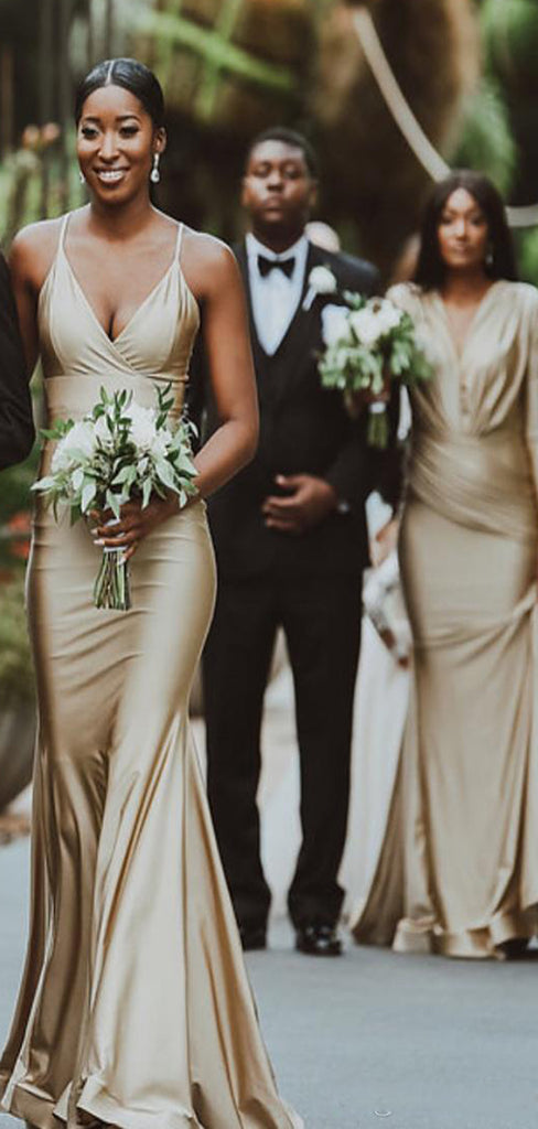 Champagne Mismatched Mermaid Popular Formal Bridesmaid Dresses BD020 – bridalsew Champagne Mismatched Mermaid Popular Formal Bridesmaid Dresses BD020 – bridalsew