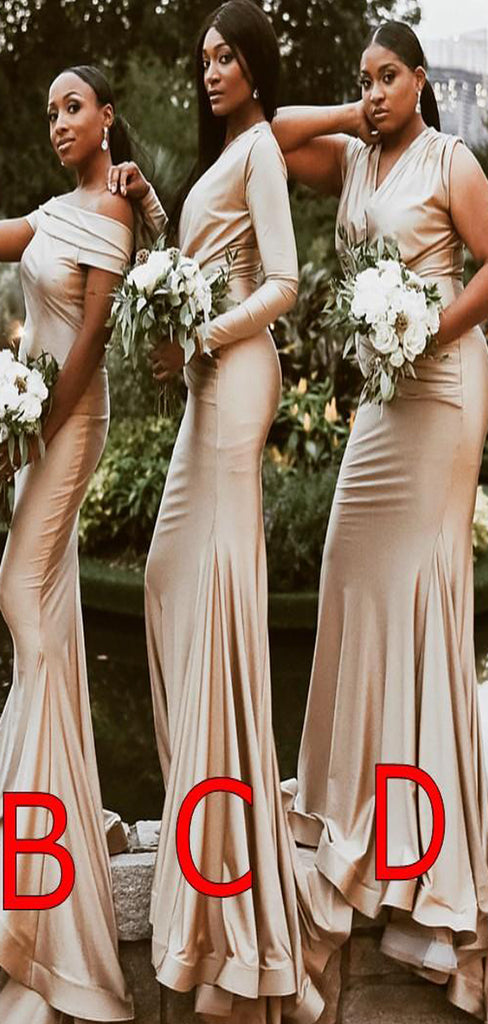 Champagne Mismatched Mermaid Popular Formal Bridesmaid Dresses BD020 bridalsew Champagne Mismatched Mermaid Popular Formal Bridesmaid Dresses BD020 bridalsew