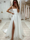 Charming A-line Elegant Sleeveless Beach Long Wedding Dresses WD171