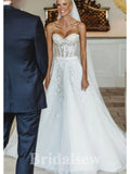Charming A-line Elegant Strapless Plus Size Vintage Dream Beach Long Wedding Dresses WD529
