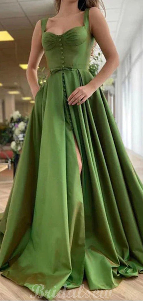 Charming A-line Elegant Unique Design Satin Party Women Long Evening Prom Dresses PD577