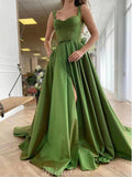 Charming A-line Elegant Unique Design Satin Party Women Long Evening Prom Dresses PD577