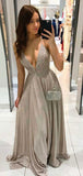 Charming A-line Sequin Sparkly Spaghetti Straps Elegant Long Prom Dresses PD353