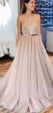 Charming A-line Spaghetti Straps Unique Long Evening Party Prom Dresses PD238